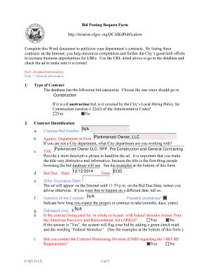 Fillable Online Mission Sfgov Bid Posting Request Form San Francisco