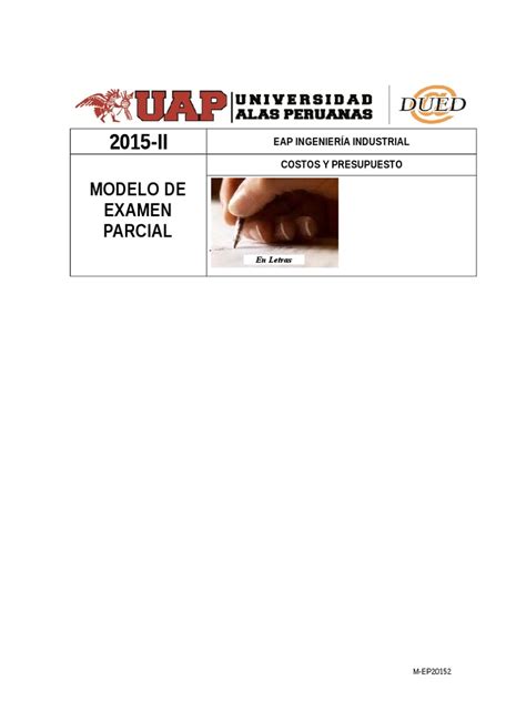 Pdf Modelo De Examen Parcial 2015 2 Costos Dokumentips