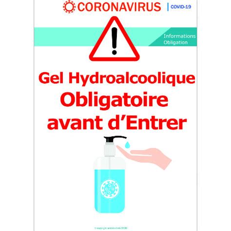 Panneau Signal Tique Indiquant Le Gel Hydroalcoolique Obligatoires