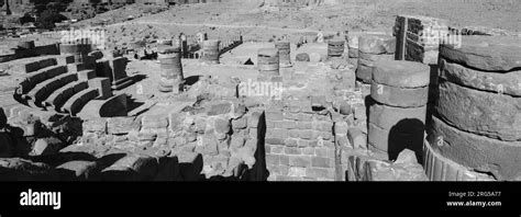 View Over The Great Temple Petra City Unesco World Heritage Site