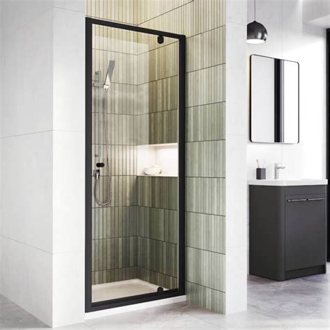 In6 V2 Pivot Shower Door 6mm In Matt Black 800mm