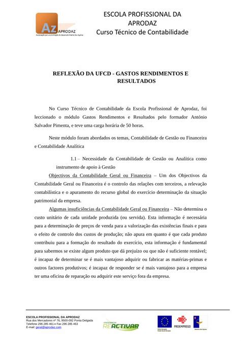 Pdf ReflexÃo Da Ufcd Gastos Rendeimentos E Resultados Dokumen Tips