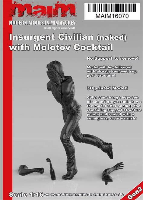 Insurgent Civilian Naked With Molotov Grenade Der