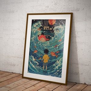 Ponyo Poster Ponyo Print Hayao Miyazaki Japanese Artwork Ponyo Print