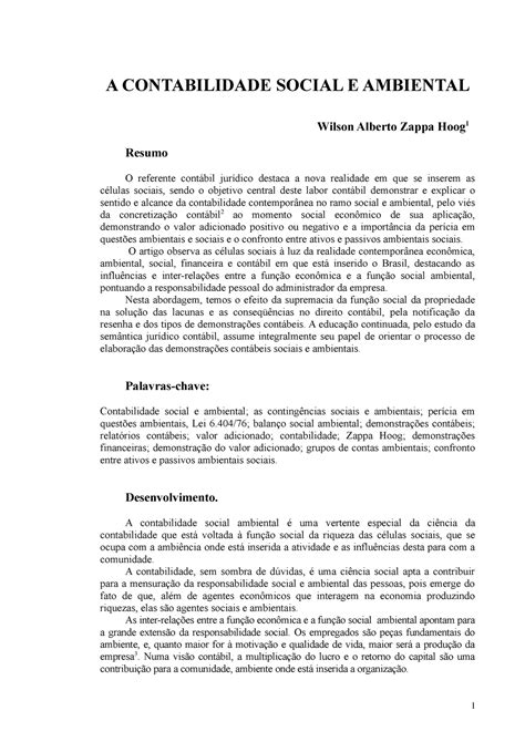 A Contabilidade Administrativa A CONTABILIDADE SOCIAL E AMBIENTAL