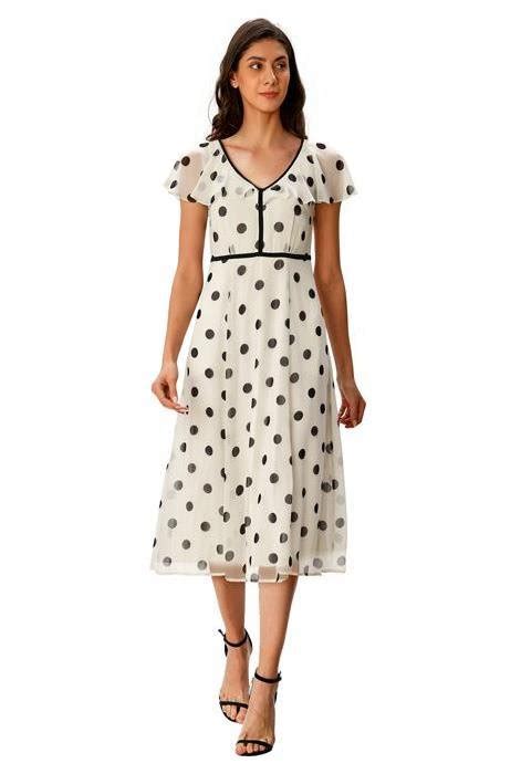 Shop Ruffle Polka Dot Print Georgette Dress Eshakti