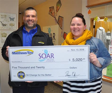 Matthews Tire Presents 5 020 Donation To SOAR Fox Cities SOAR Fox Cities