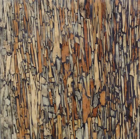 Allyson Levy Birch 2 Graphic Encaustic Painting With Brown Birch