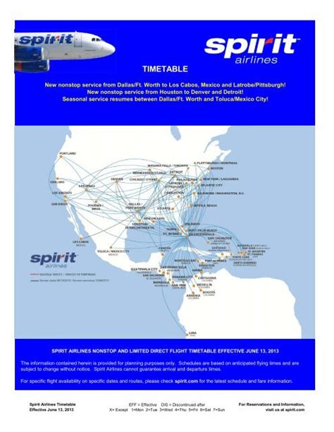 Timetable - Spirit Airlines