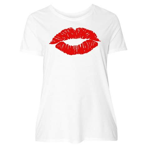 Inktastic Red Lips Womens Plus Size T Shirt