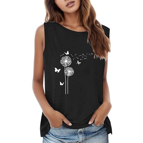 Yuhaotin Crop Tops For Women Sexy Net Summer Women Sleeveless Flower Printed Crew Neck Tank Top