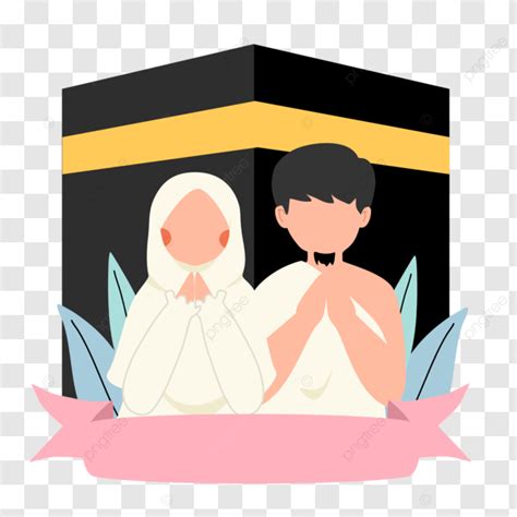 Pareja Peregrino Hajj Ilustración Vector PNG dibujos Hayy Eid Al Adha