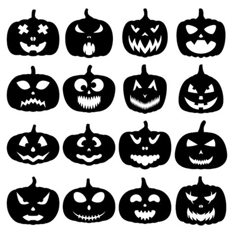 Ilustración de vector de colección de cara de calabaza de halloween