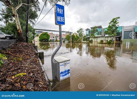 Brisbane Suburb during Big Flood Event Stock Image - Image of natural ...