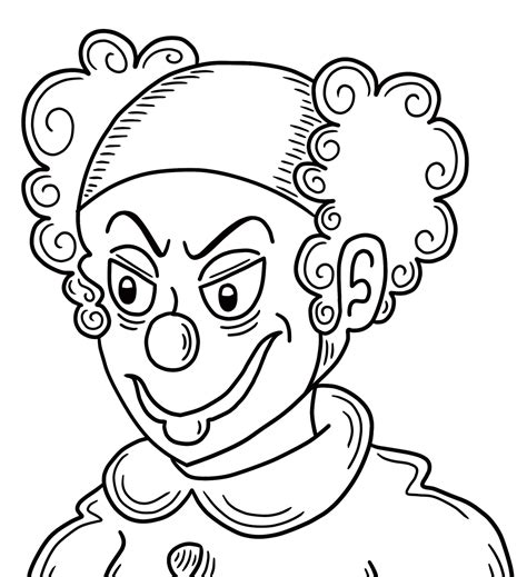 Scary Clown Face Coloring Pages