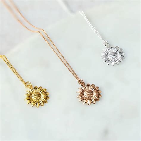 Gold Plated Sterling Silver Sunflower Necklace By Poppyk