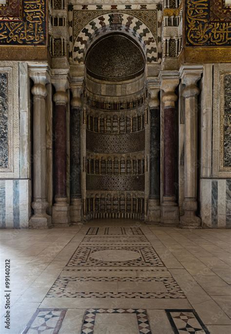 Ornamented Sculpted Mihrab In Qalawun Complex That Includes A Madrasa