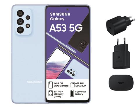 Samsung Galaxy A53 5g 128gb Dual Sim Awesome Blue Power Adapter