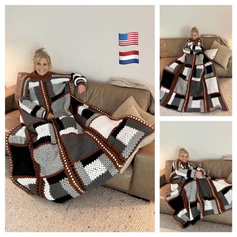 Artistic Blocks Sweater Blanket Crochet Pattern Usa And Dutch Etsy