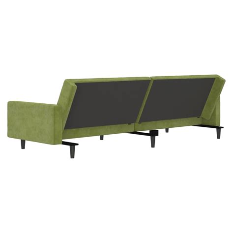 Hen Canap Lit Places Avec Repose Pied Vert Clair Velours Hb Aa