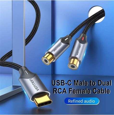 Vention Usb C Male To 2 Female Rca Cable Hi Fi Noise Cancelling Easy