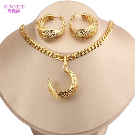 Italian 18k Gold Plated Jewelry Set For Women Hollow Luxury Jewellery