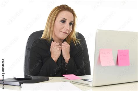 worried attractive businesswoman  stress working  laptop computer