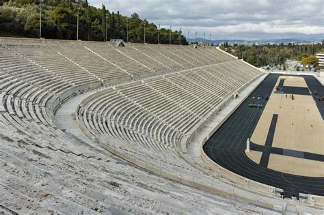 Atenas Grecia De Enero De Vista Asombrosa Del Estadio O Del