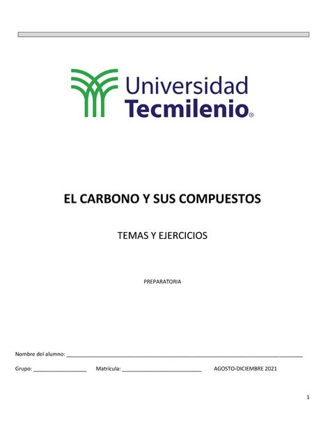 EL Carbono Y SUS Compuestos Cuadernillo CON Temas Y Ejercicios 2021