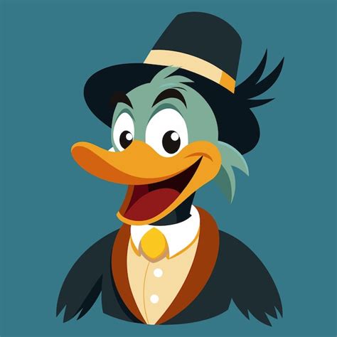 Premium Vector | A cartoon of a duck wearing a hat and a hat