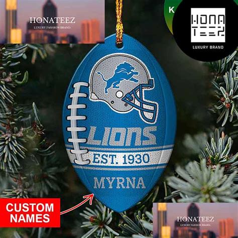 NFL Detroit Lions Christmas Custom Name 2023 Christmas Ornament - Honateez