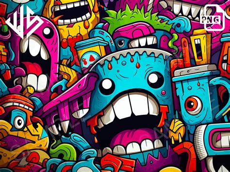 Graffiti Monster Faces High Res PNG, Digital File, Graffiti, Sticker ...