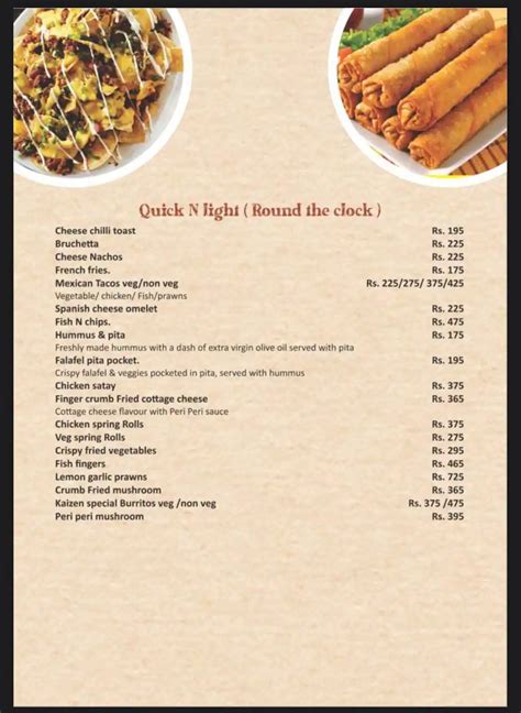 Menu at Kaizen Café Restaurant & Bar, Dehradun