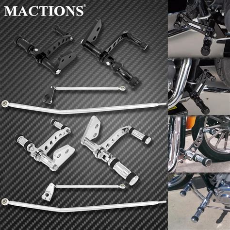 Motorcycle Forward Control Foot Pegs Billet Aluminum Black Chrome For