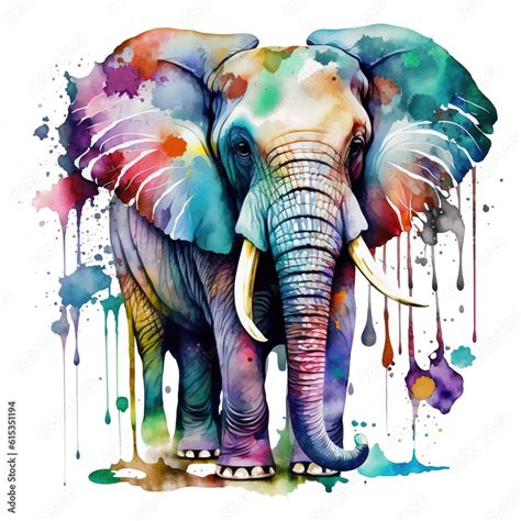 Elephant Watercolor Clip Art Watercolor Sublimation Design Stock