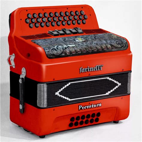 Acordeon Farinelli 3412r5hg Premium Diatonico Sol 5 Registros Rojo Mat