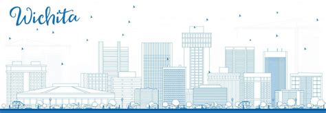 Outline Wichita Skyline with Blue Buildings. 12386795 Vector Art at ...