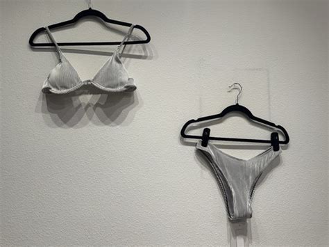 Black And White Striped Bikini Set Size Medium Ribbed New Without Tag EBay