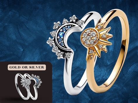 Stackable Sun Moon Rings Celestial Pandora Sun And Moon Ring Set S