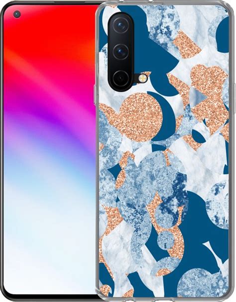 Oneplus Nord Ce G Hoesje Marmer Geometrische Vormen Glitters