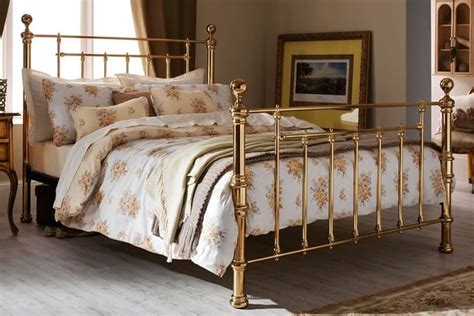 A Solid Metal Bed Frame Available In Either Brass Or Nickel High Head And Foot Ends Featuring A