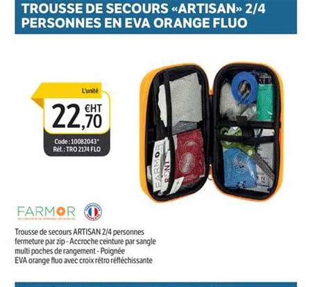 Promo Trousse De Secours Artisan 2 4 Personnes En Eva Orange Fluo