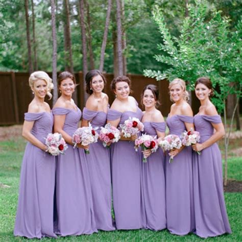 Long Chiffon Bridesmaid Dress Purple Off Shoulder Bridesmaid Dress C Dairy Bridal