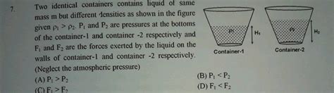 Two Identical Containers Contains Liquid Of Same Mass M But Different