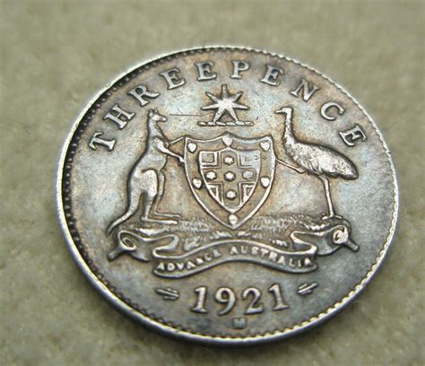 AUSTRALIA Threepence 3 Pence 1921 M XF Silver Great Britain King George