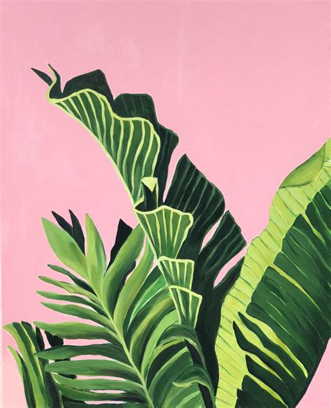 Palm Leaves 4 Light Pink Leaf Art Plant Painting Plant Art