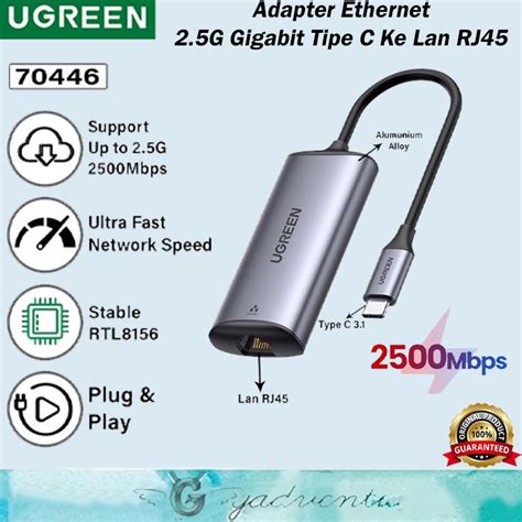 Jual Ugreen Kabel Adapter Usb Type C Ethernet Gigabit To Rj45 Lan 1000mbps Komputer Laptop 50737