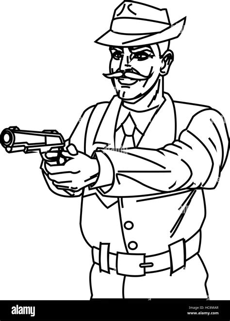 El hombre con la pistola de dibujos animados diseño Imagen Vector de