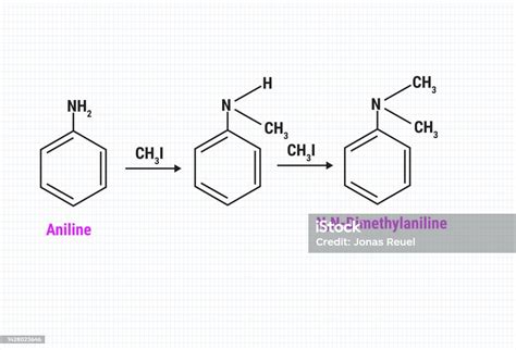 Chemical Reaction Of N Ndimethylaniline And Aniline Stock Illustration Download Image Now Istock