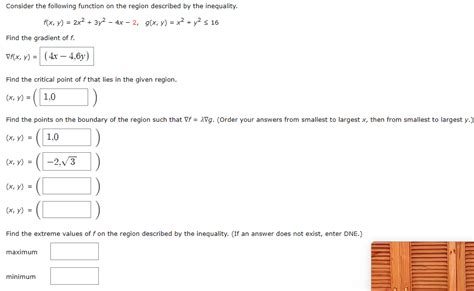 Solved Consider The Following Function On The Region Chegg